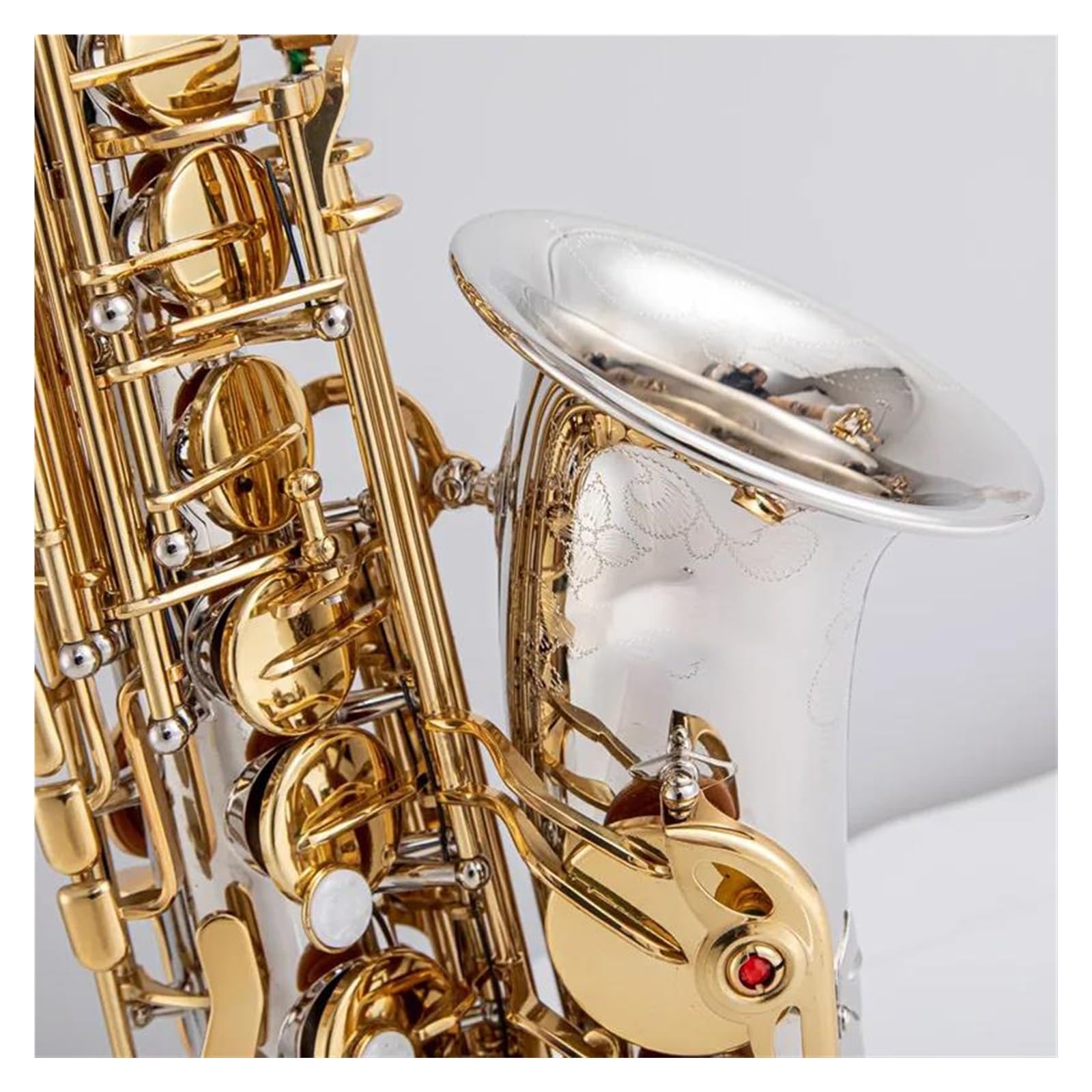 Saxofón Saxofón Alto Niquelado Llave Dorada Saxofón Profesional Con Estuche Y Accesorios (Color : 02)