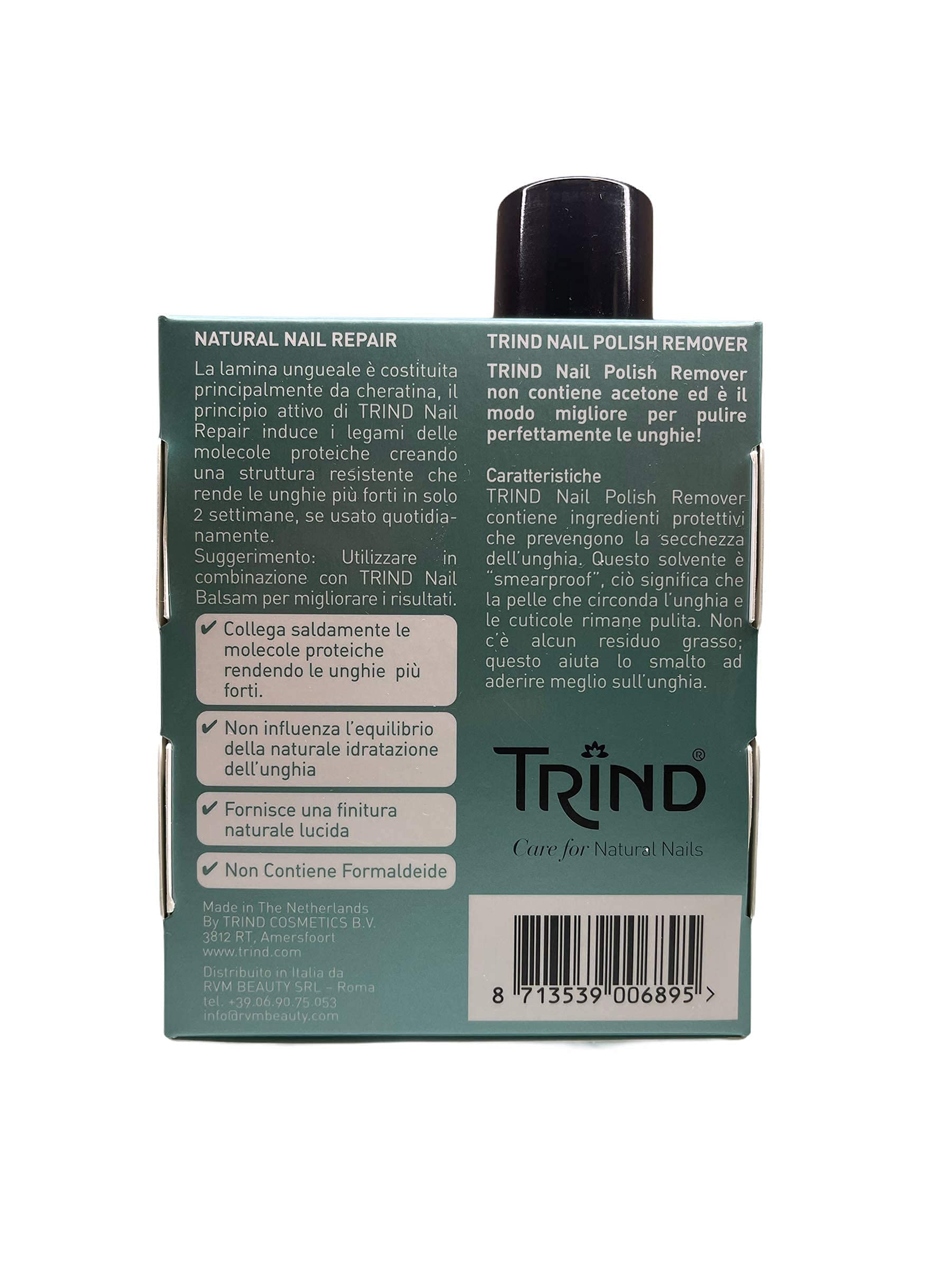 Trind Base Smalto Rinforzante Unghie + Remover, Kit Trattamento Ristrutturante Unghie Fragili O Sfaldate - 1X9Ml + 1X125Ml