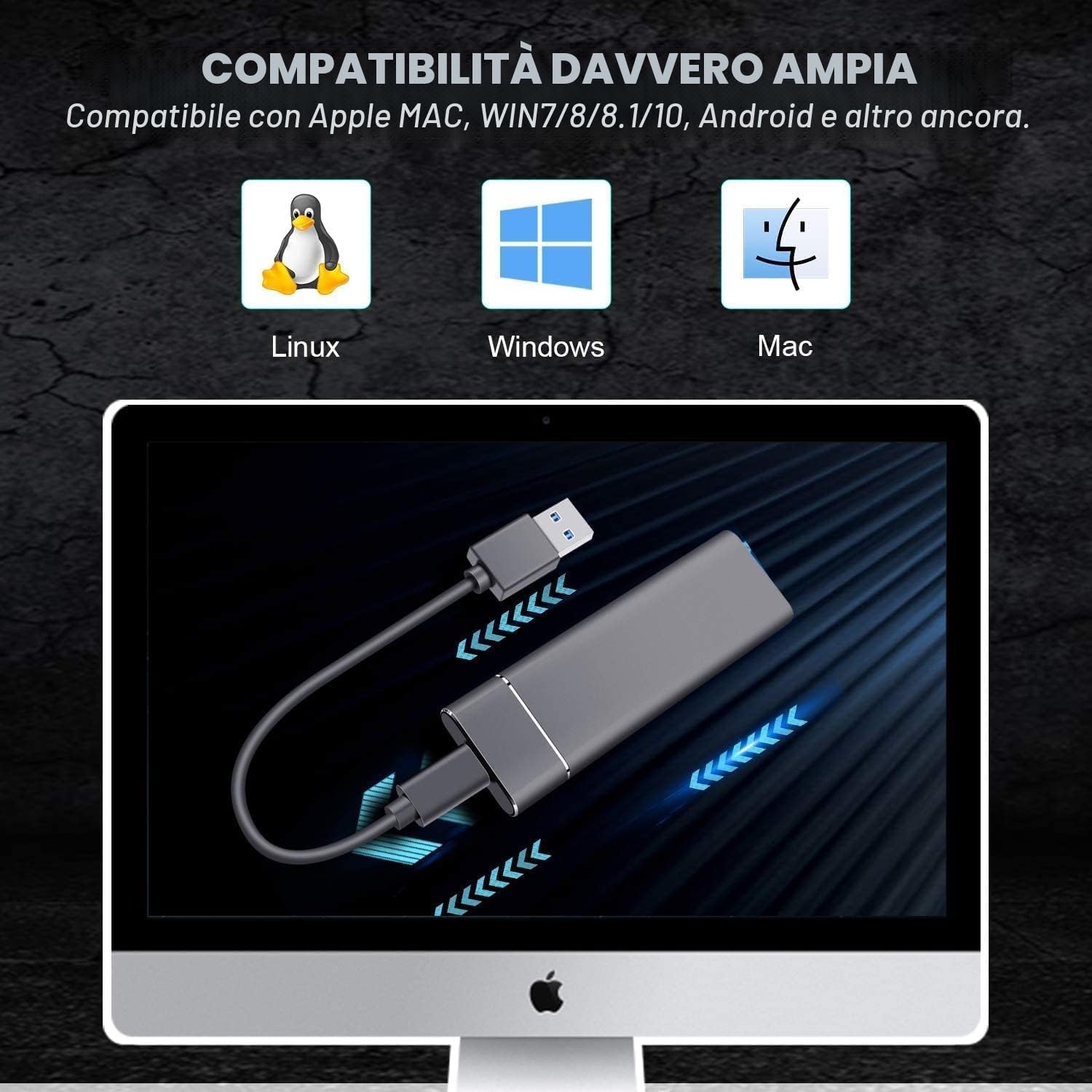SSD disco a stato solido portatile da 2 TB, grande capacità, ultra-veloce, unità di memoria esterna mobile per computer portatile/desktop