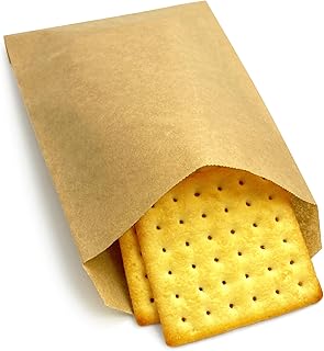 Wax Paper Bags, Glassine Bags 5x7 Inches, 100 Pcs Brown Paper Cookie Sleeves for Treat