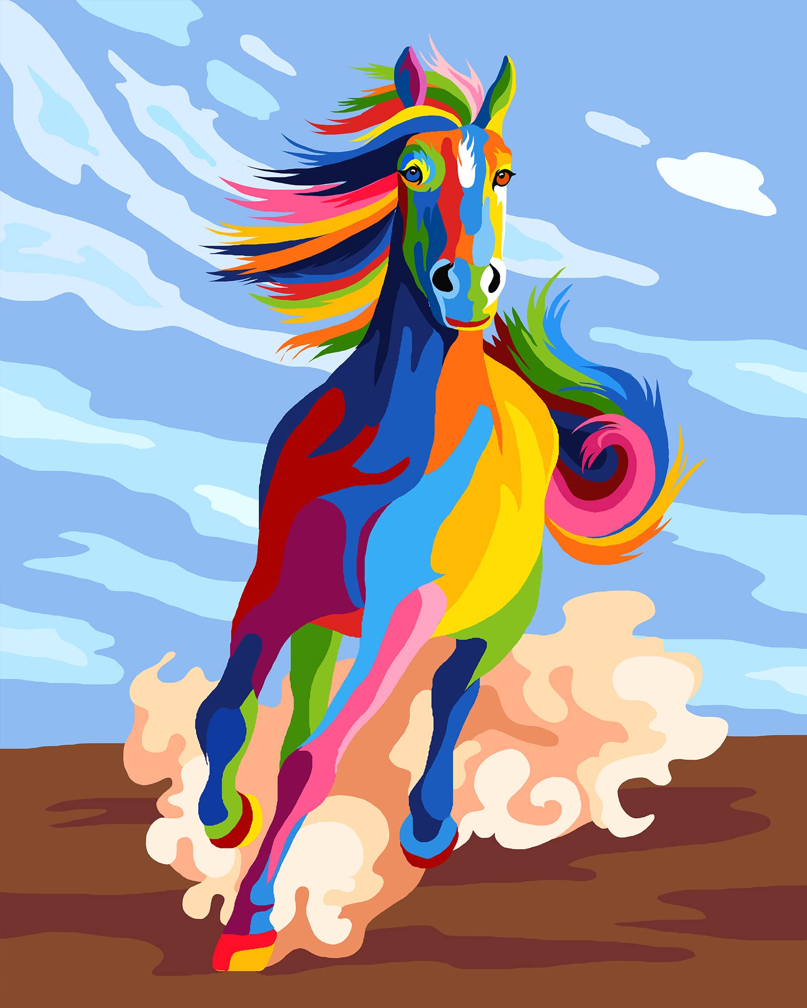 Paint by Numbers DIY Acrylic Painting Kit for Kids &amp; Adults Beginner – 16" Wx20 L Colorful Horse Pattern