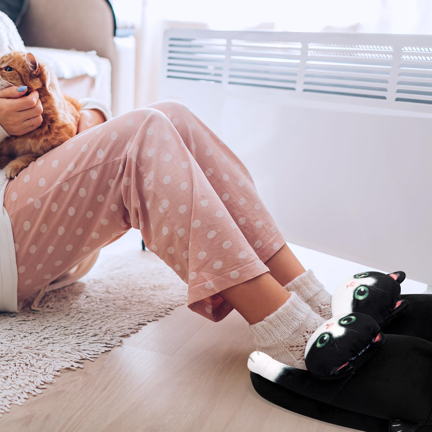 Plüsch Hausschuhe Katze für Damen Mädchen, Warme Lustige Kuschel Flauschige Kuschel Hausschuhe Winter, Weiche Tiere Pantoffeln, Fluffy Cozy Slippers, Frauen Katzenliebhaber