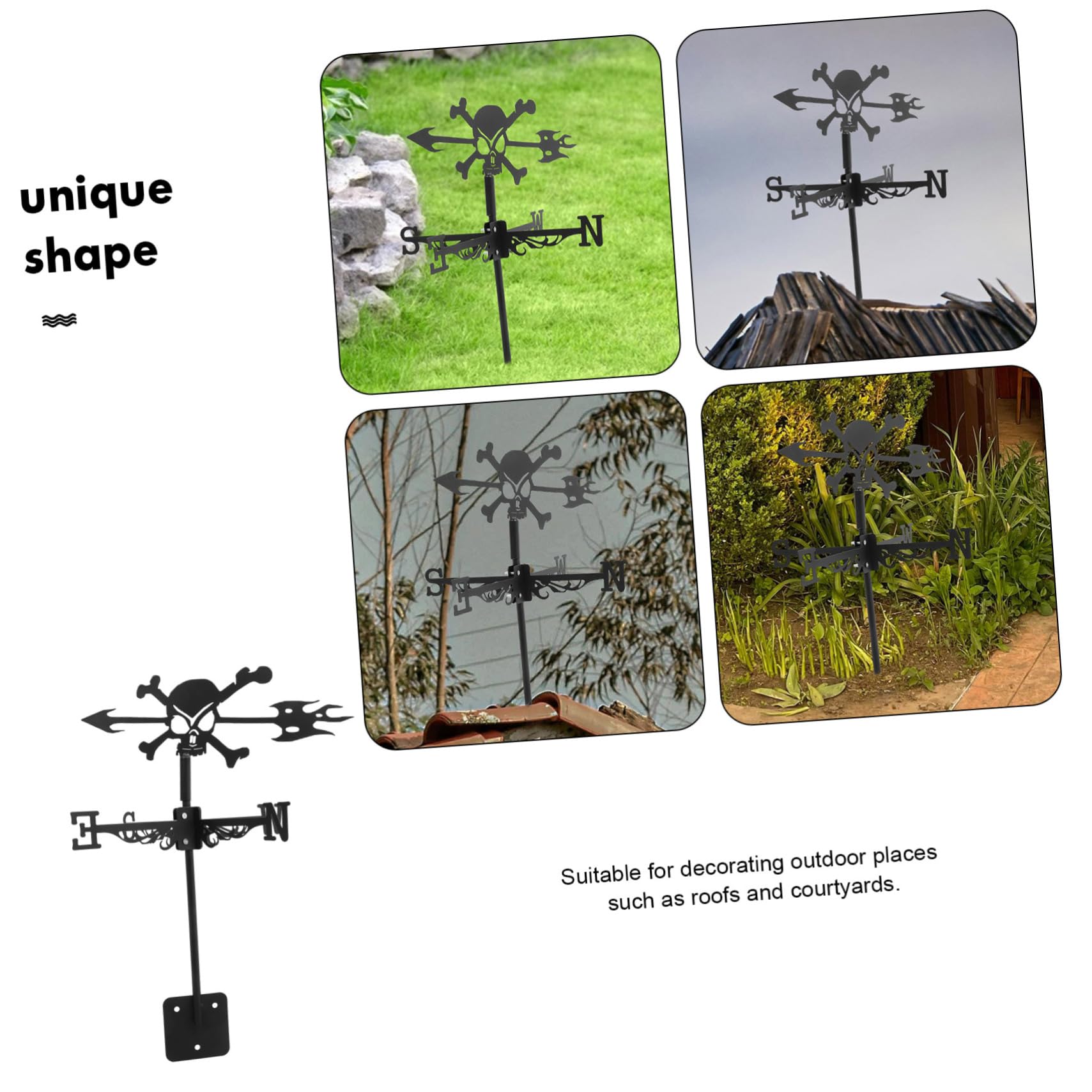 Yardwe Banderuola Segnavento a Forma di Teschio da Giardino Decorazione per Il Giardino Banderuola Segnavento in Ferro per Decorazioni da Giardino