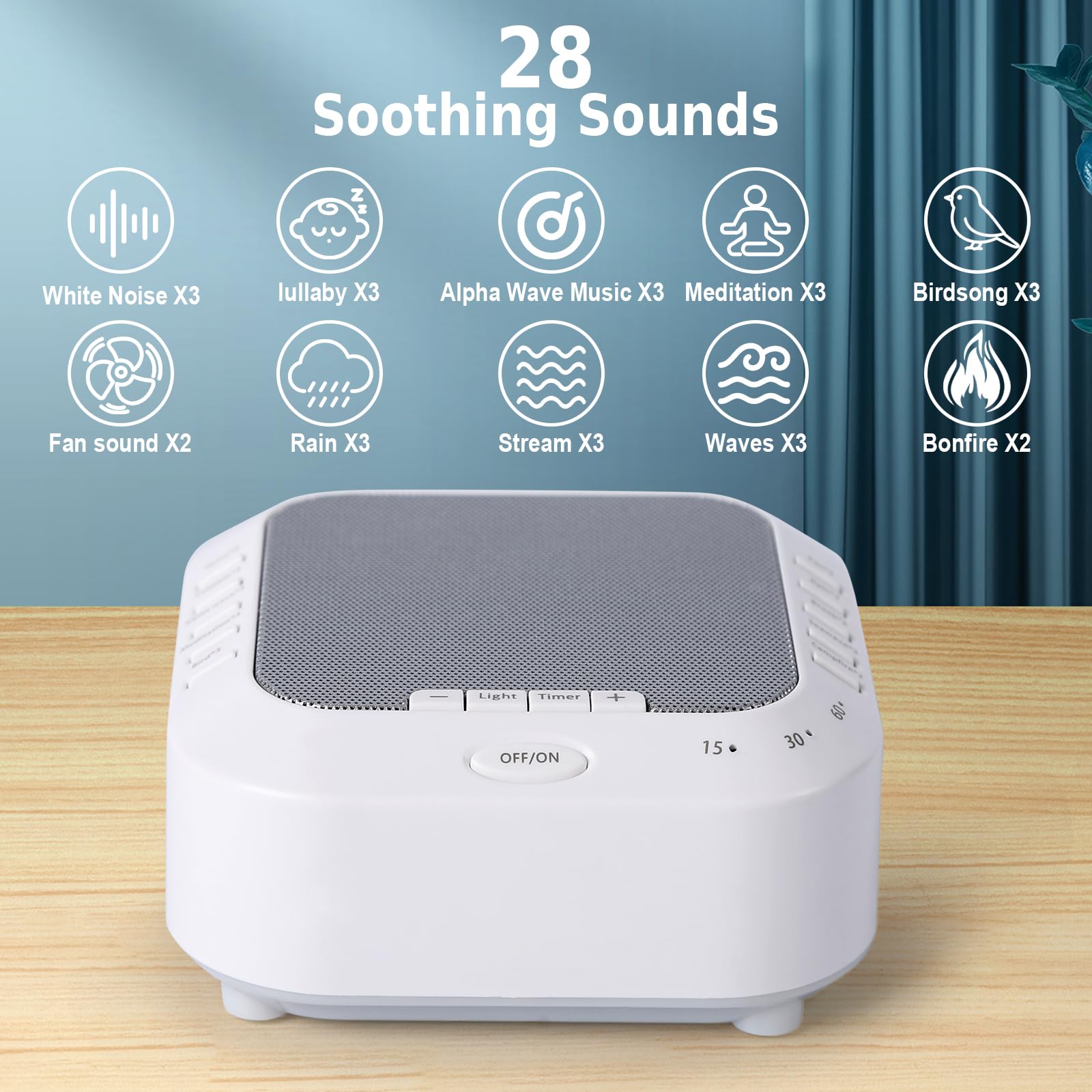 Noise Sound Machine with 28 Soothing Sounds Night Light White Noise Machine for Adults Baby Kids Sleep Machines Multi Button Quick Control Levels 3 Timer for Home Office Travel