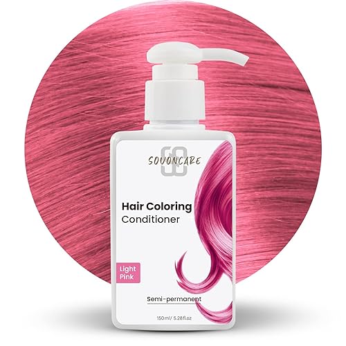 SOVONCARE Acondicionador de depósito de color de cabello, acondicionador de color rosa semipermanente para cabello teñido, 5.28 onzas, el