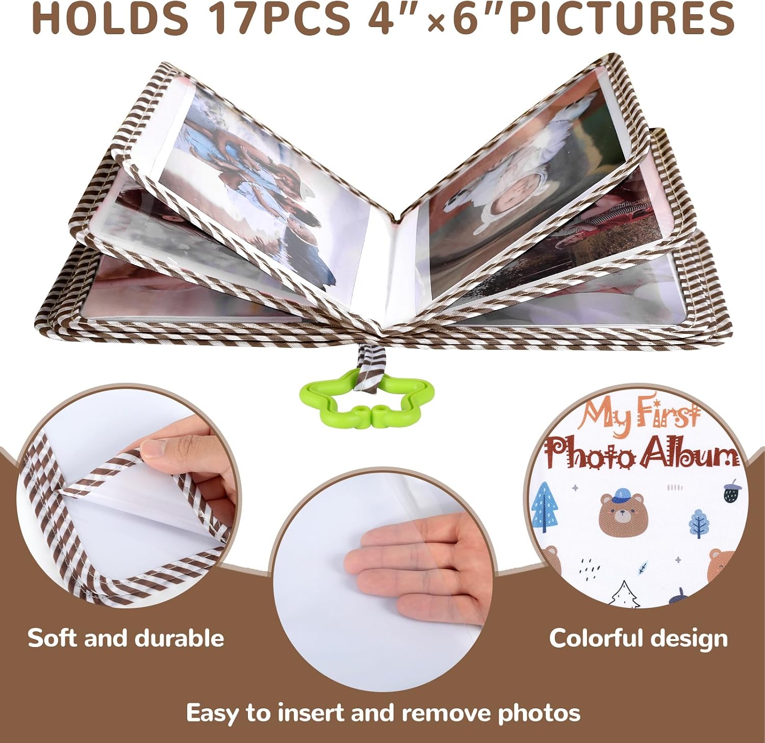 Baby's My First Family Album Soft Photo Cloth Book Forest Bear My First Book of Photos Bear Themed Baby Memory Album Gift Holds 4x6 Pictures for Babies Newborn Toddler & Kids Baby Shower