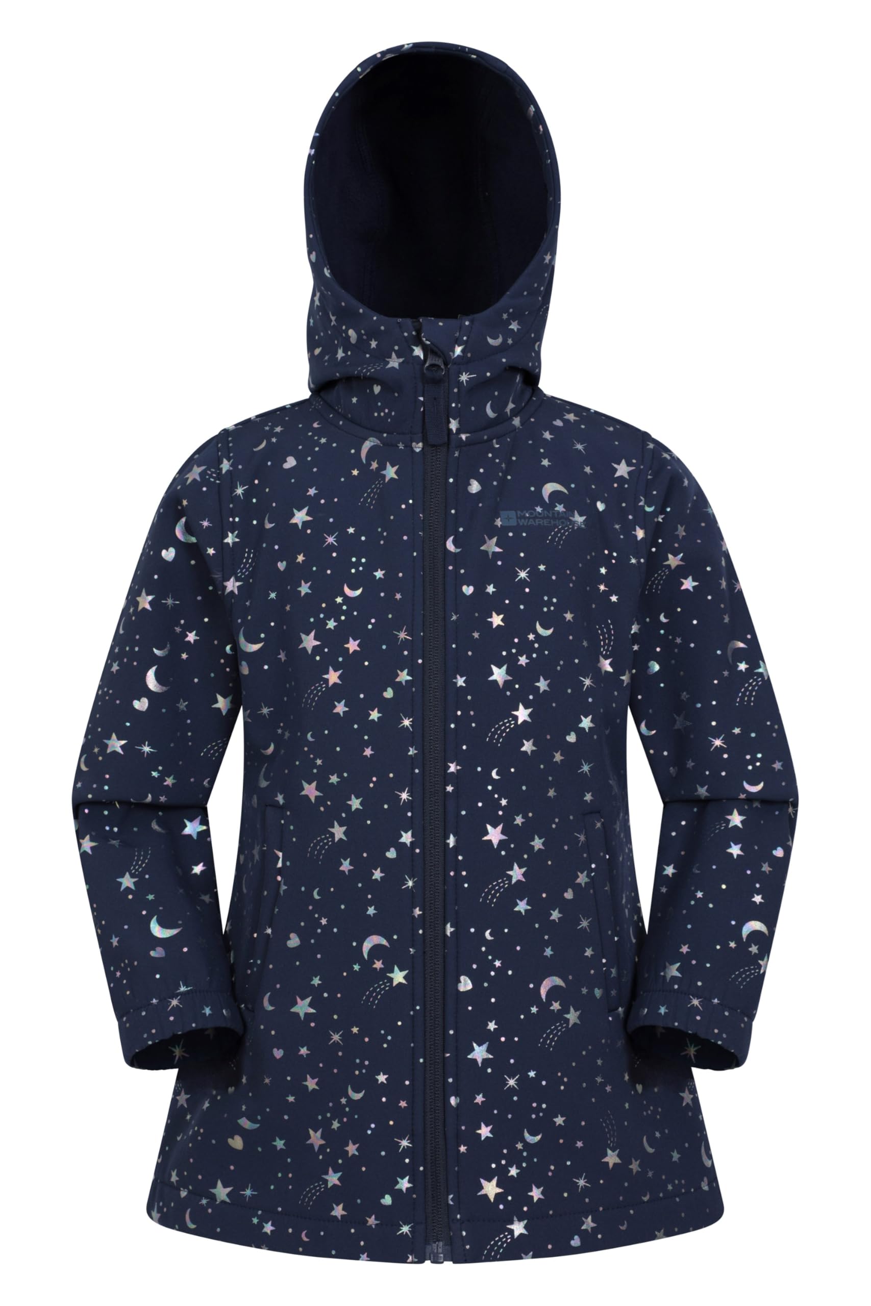 Mountain WarehouseExodus Kids Printed Longline Softshell Jacket - Water-resistant, Fleece Lined, Boys & Girls Rain Jacket - Autumn Winter, Walking, Outdoors & Hiking