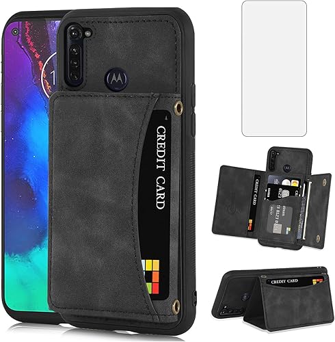 Asuwish Funda tipo cartera para Moto G Stylus 2020 MotoG Pro con protector de pantalla de vidrio templado y soporte para tarjetas, accesorios para