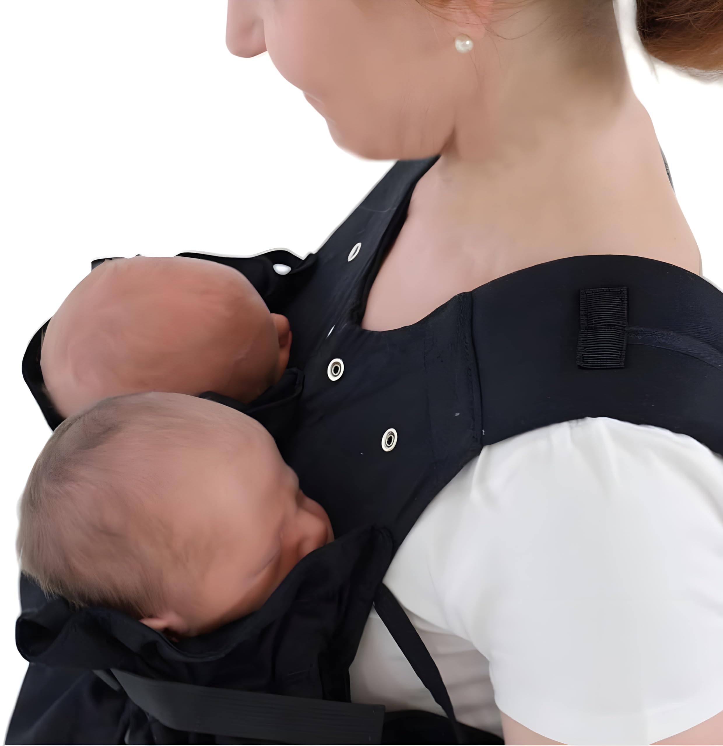 Weego TWIN - L'originale marsupio per gemelli (a partire da 1,8 kg) - Marsupio gemellare ergonomico e facile da usare - certificato OEKO-TEX 100 - modello “Simply Black”