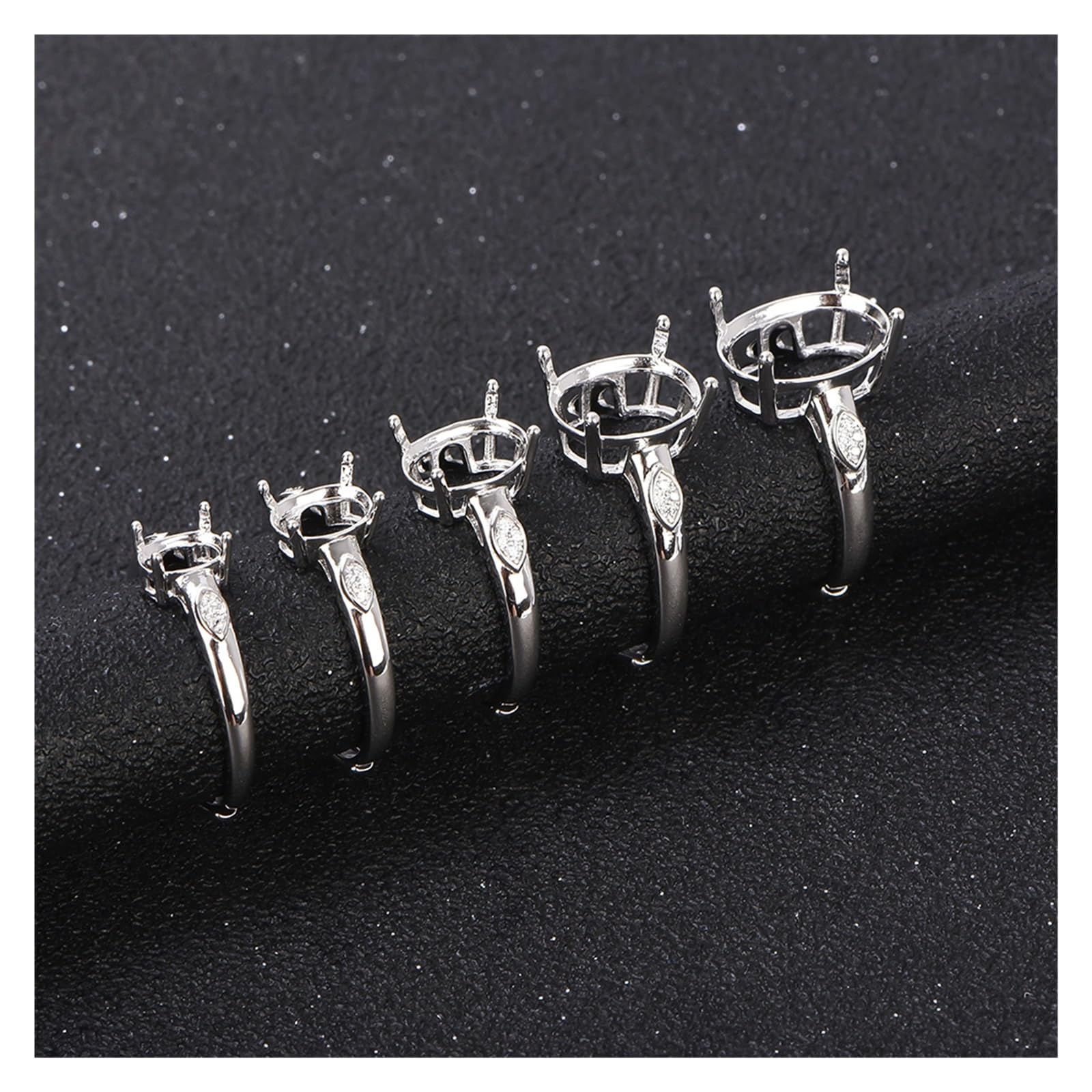 PVUVTNAHW Anillo en blanco de Plata de Ley 925 de 5x7-12x16mm, Material de estilo Simple, adecuado for anillos de mujer hechos a mano DIY(8x10mm)