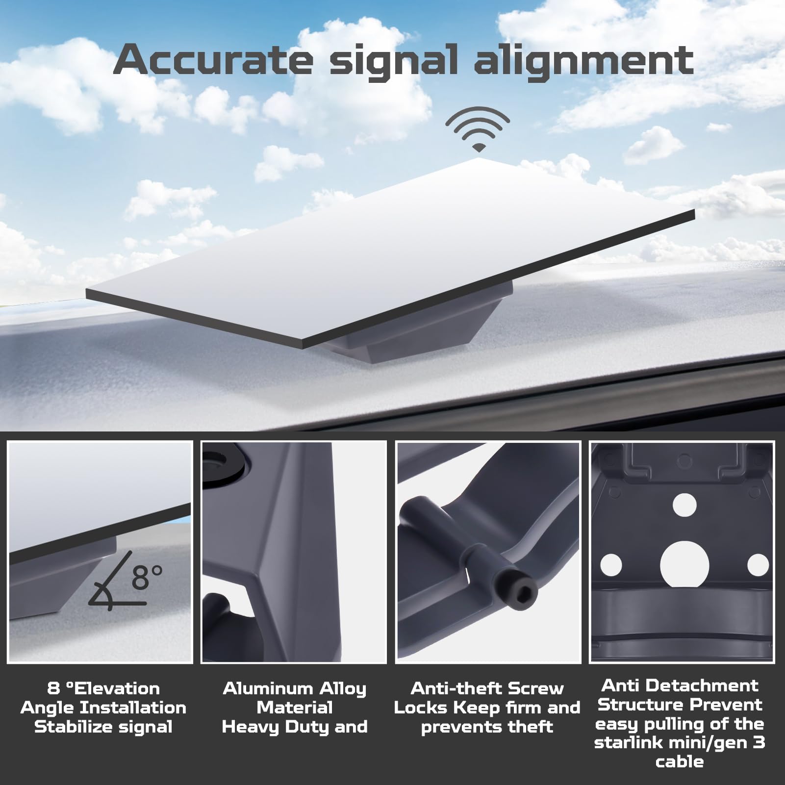 Starlink Mini Soporte para Autocaravana, Movilidad Antirrobo Starlink RV Flat Mount Gen 3, Compatible con Estándar V3 Dish para Coche, Caravana, Remolque, Yate