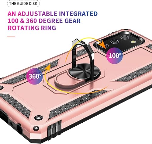 Miniatura 6 de Carcasa de grado militar para Samsung Galaxy A02S, anillo giratorio de metal 360 con soporte de soporte, armadura resistente a prueba de golpes para