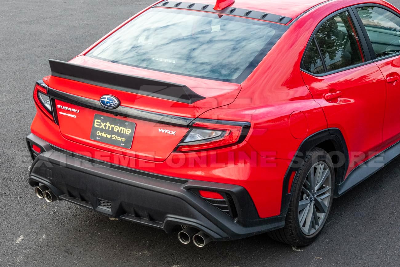 Replacement for 2022-Present WRX Models | JDM Performance Package Rear Trunk Lid Ducktail Wing Spoiler (ABS Plastic - Matte Black)