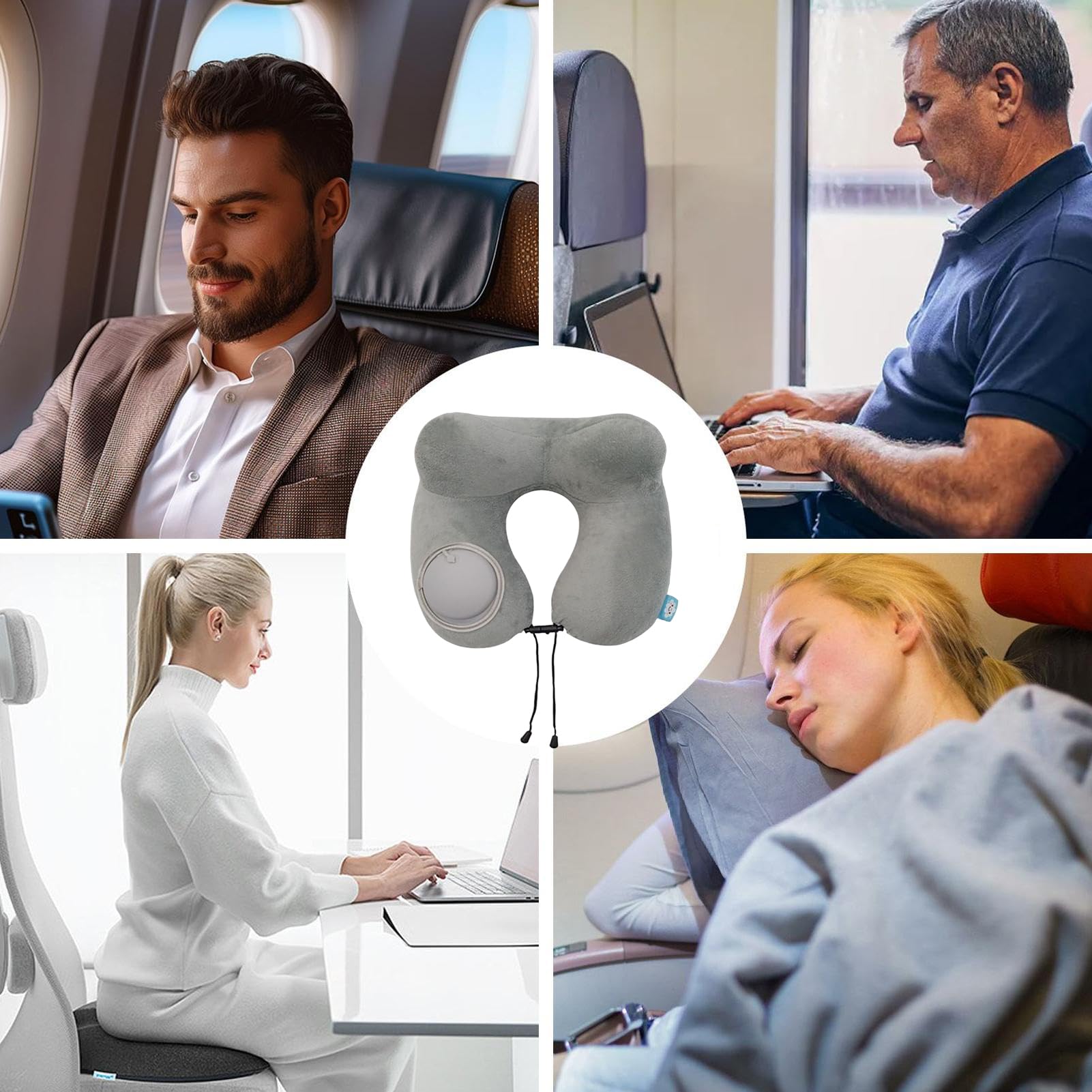 Cuscino gonfiabile per viaggi in aereo Supporto Portatile Per La Testa | Cuscino Gonfiabile Da Aereo Voli lunghi, Pisolini, Campeggio, Gite in auto, Affari, Uomini, Donne, Adulti, Famiglia,