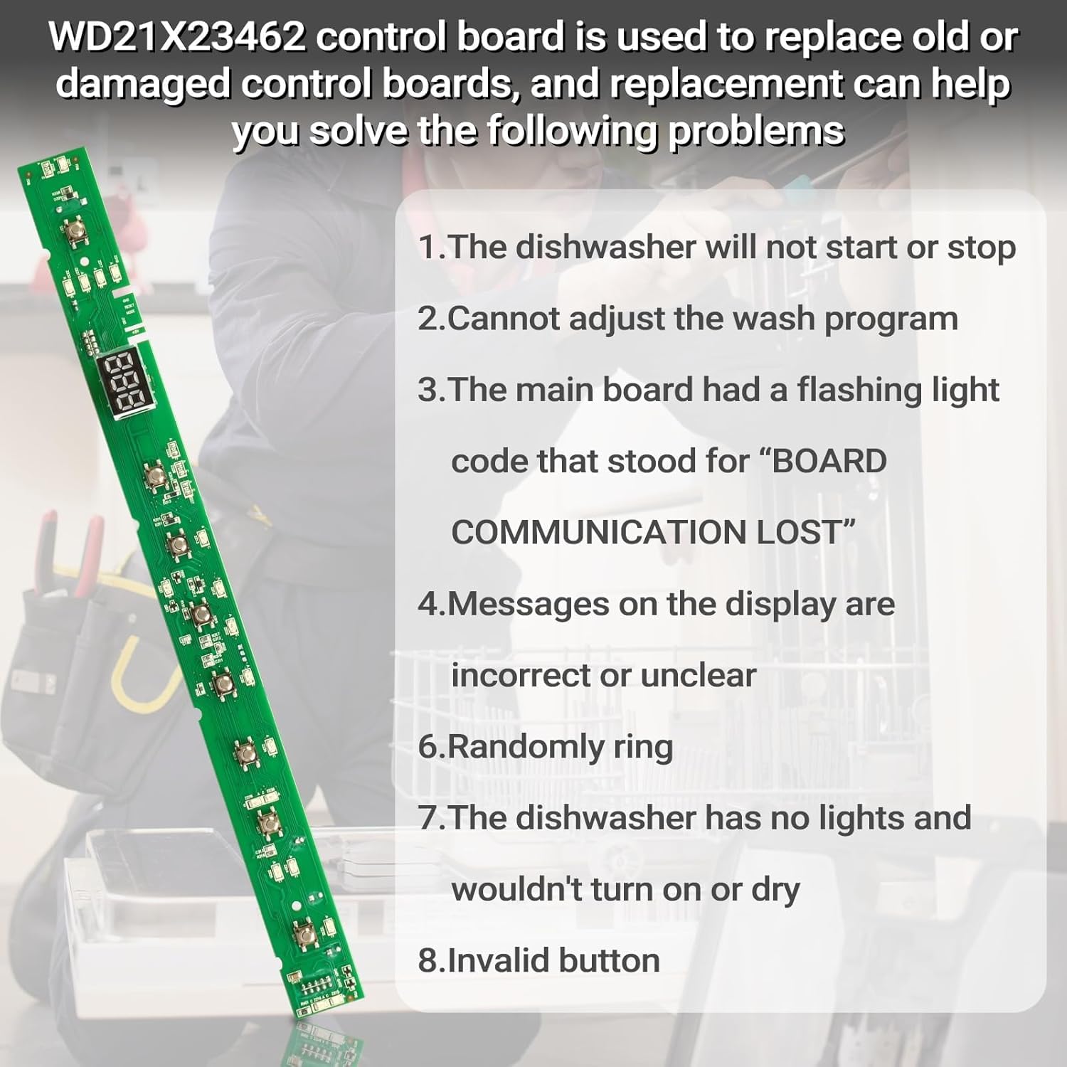New Upgrade WD21X31902 WD21X23462 Dishwasher User Interface Control Board, WD21X31902C Control Board Compatible with GE Dishwasher, Replace Parts WD21X26179 WD21X32000