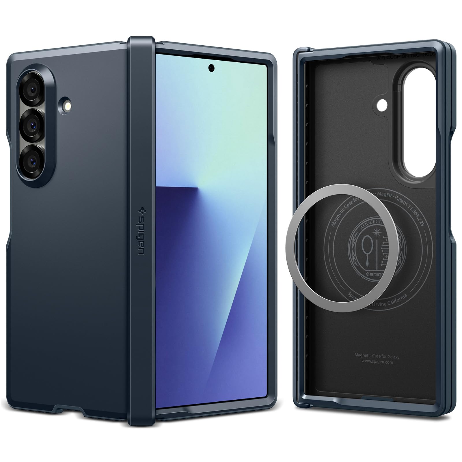 Spigen for Galaxy Z Fold 7 Case, Tough Armor Pro MagFit [Hinge Protection] [Fast Wireless Charging/Magnet for Galaxy] - Metal Slate