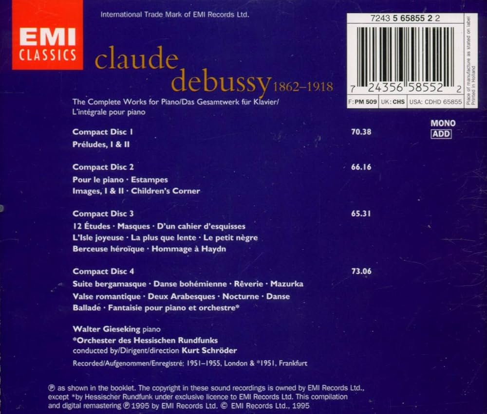 Debussy: The Complete Works For Piano: Walter Gieseking, Claude