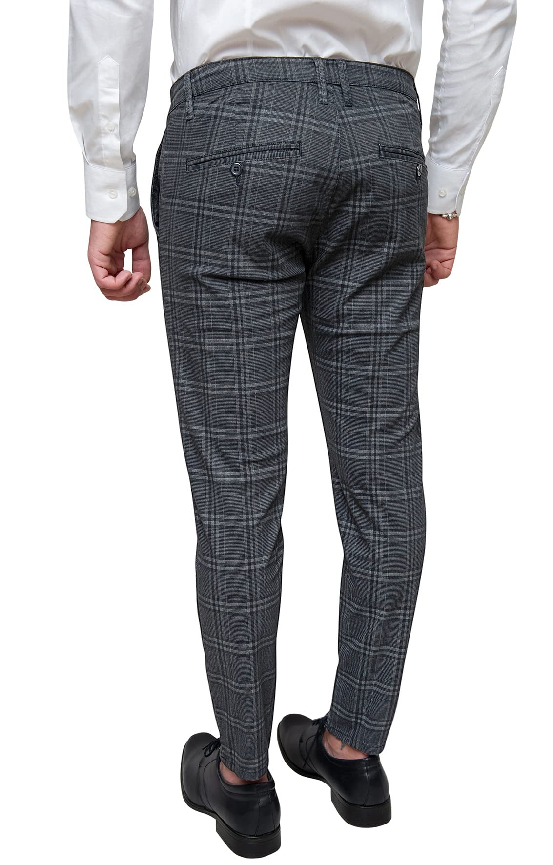 Pantaloni Uomo Capri Tessuto Quadri Eleganti Casual Principe di Galles