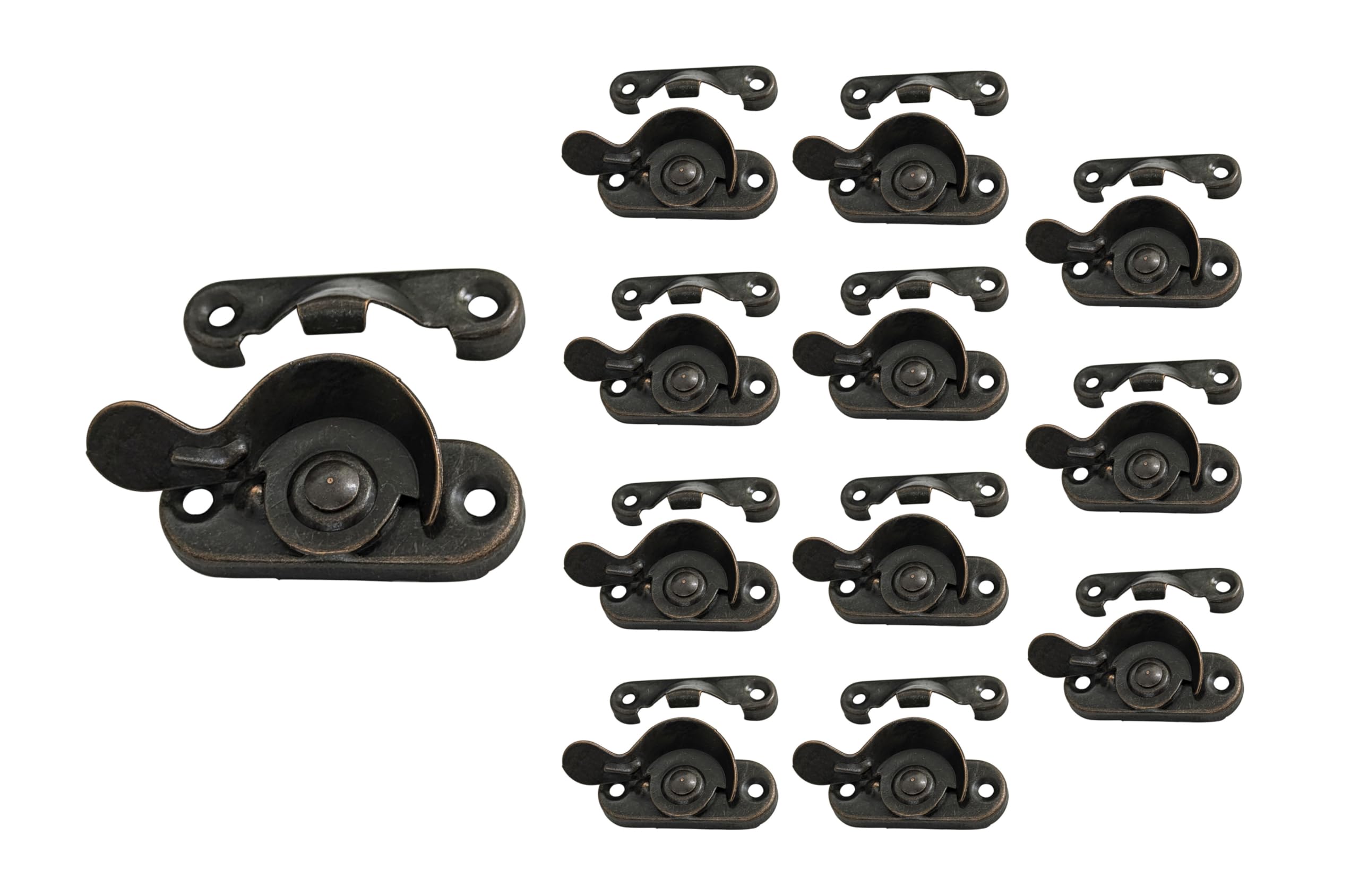 QCAA CTC Lot de 12 verrous de fenêtre en acier Bronze huilé