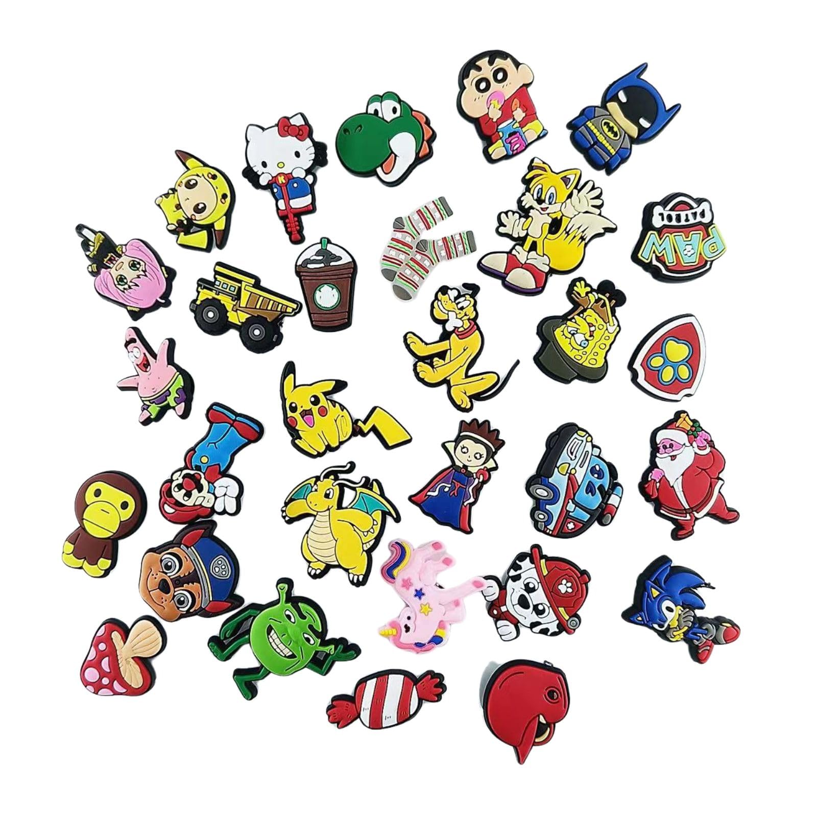 NAVZA30 PCS Random Decoration Shoe Charms for Clogs Sandals - Croc charms Waterproof Accessories for Crocs jibbitz Kids Girls & Boys Party Favors Birthday Gift (Multi)