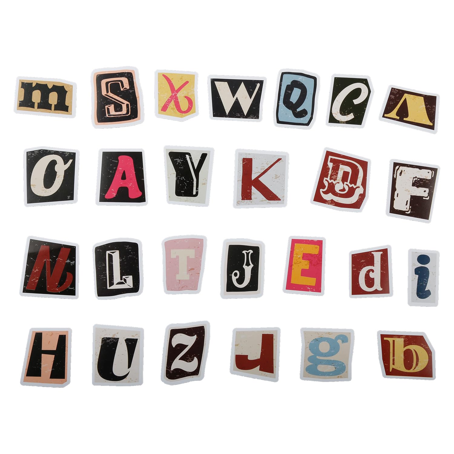 Tabanzhe Multi 104 Pcs Vintage Letter Stickers-Adhesive Retro English Alphabet Crafting Decals Waterproof Scrapbook Stickers Letter Stickers For Diy Mailboxes Travel Case Laptop Cup Decor