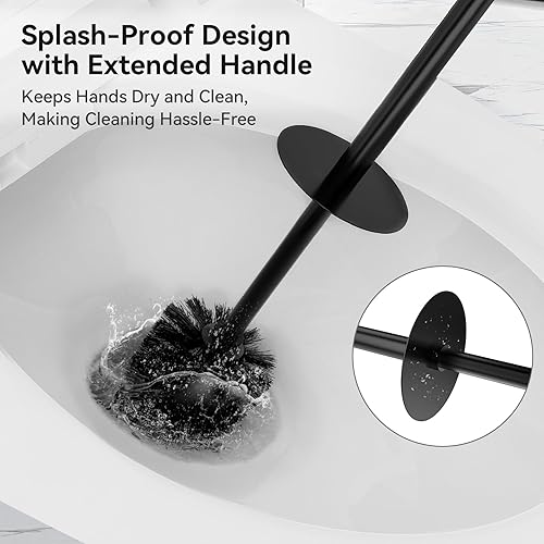 Miniatura 10 de DOWRY Cepillo y soporte de inodoro de acero inoxidable para organización de almacenamiento de baño limpieza profunda