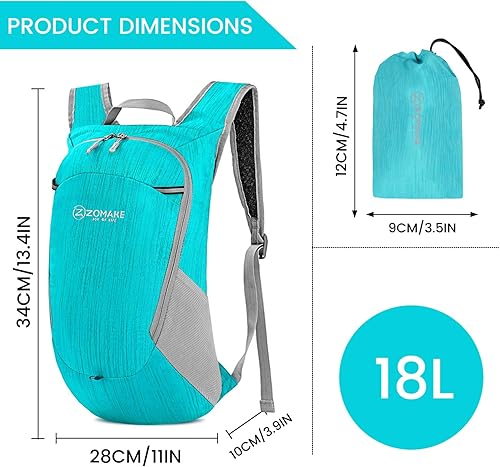 Miniatura 2 de ZOMAKE Mochila pequeña de senderismo, mochila plegable resistente al agua, mochila de viaje para mujer