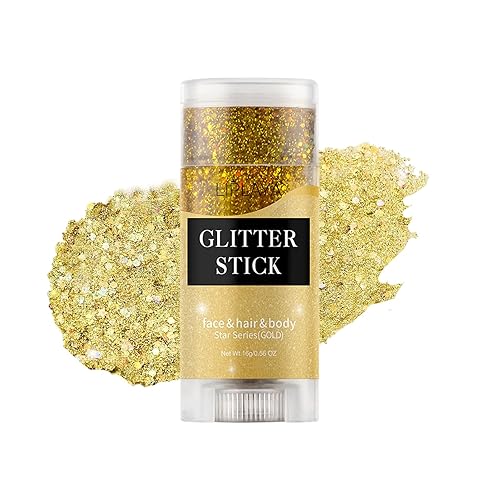 Gold Face and Body Glitter Stick, Holographic Sparkling Neon Outfit