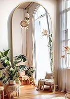 Vista 20 de Espejo de longitud completa, con soporte, de piso, espejo de pared arqueado, de gran tamaño, para dormitorio, negro