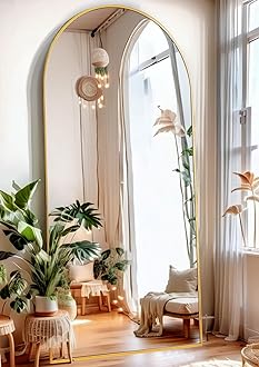 ITSRG Floor Mirror, Full Length Mirror with Stand, Arched Wall Mirror, 26"x68" Mirror Full Length, Gold Floor Mirror Freestanding, Wall Mounted Mirror for Bedroom Living Room, Gold