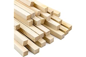 BILLIOTEAM 25 Pack Unfinished Wooden Square Dowel Rod 1/2" x 12" Hardwood Square Dowel Sticks