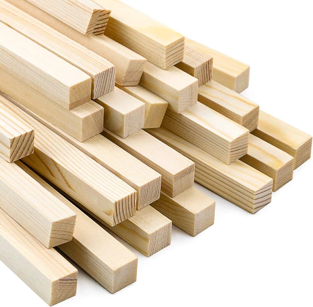 BILLIOTEAM 25 Pack Unfinished Wooden Square Dowel Rod,Hardwood Square Dowel Sticks for DIY Crafts Projects,Home Decor(1/2" x 12")