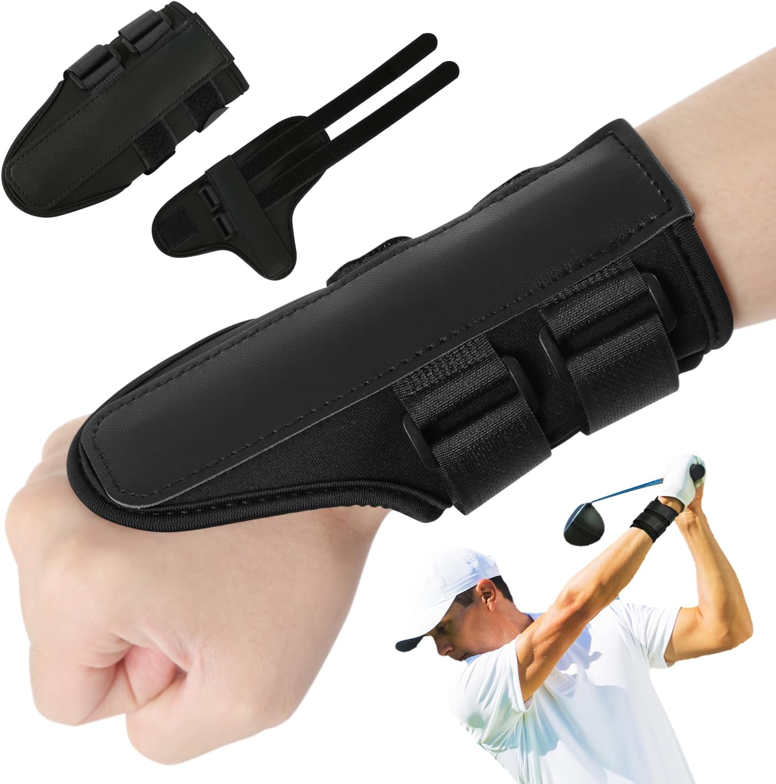 PEUTIER Golf Swing Alignment Brace, Neoprene Golf Wrist Training Aid Comfort Golf Grip Trainer Golf Swing Training Aid Golf Hand Gesture Practice Tool Wrist Correction for Golf Beginners