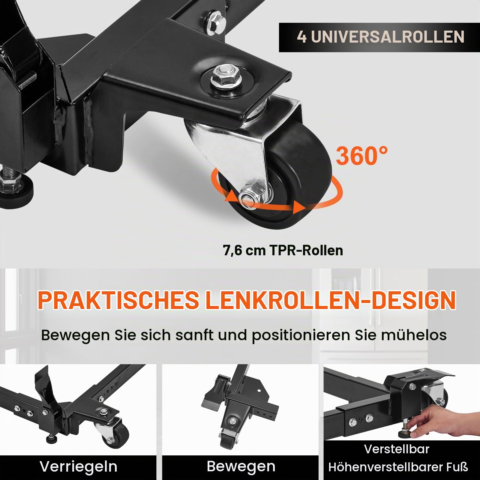 VEVOR Mobiler Sockel, 680,3 kg Kapazität, einstellbar von 508 x 622,3 mm bis 711 x 850 mm, universelle mobile Basis mit 4 Lenkrädern, für Holzbearbeitungsgeräte, Bandsäge, Elektrowerkzeug, Maschine