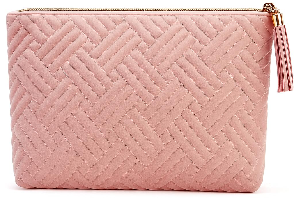 Lyrovo Small Cosmetic Bag, Elegant Roomy Makeup Bags,Lipstick Pouch,Zipper Pouch,Great Gifts for Women,Travel Waterproof Toiletry Bag Accessories Organizer Gifts (LY-180-MP-PINK, Baby Pink)
