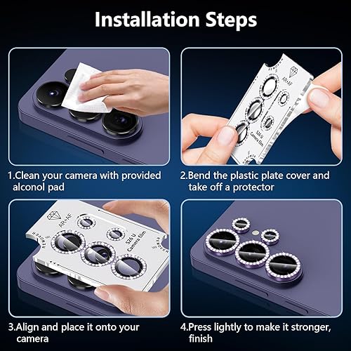 Vista 1389 de para Samsung Galaxy Z Flip 7 Protector de Lente de Cámara, Cubierta de Lente de Vidrio Templado con Anillo de Metal Individual, [Fuerte Adhesión] 1