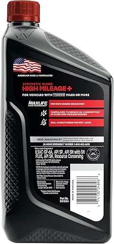 Vista 114 de Valvoline - Aceite de motor sintético completo de alto millaje con MaxLife Technology SAE 5W-20, 5 cuartos de galón, caja de 3