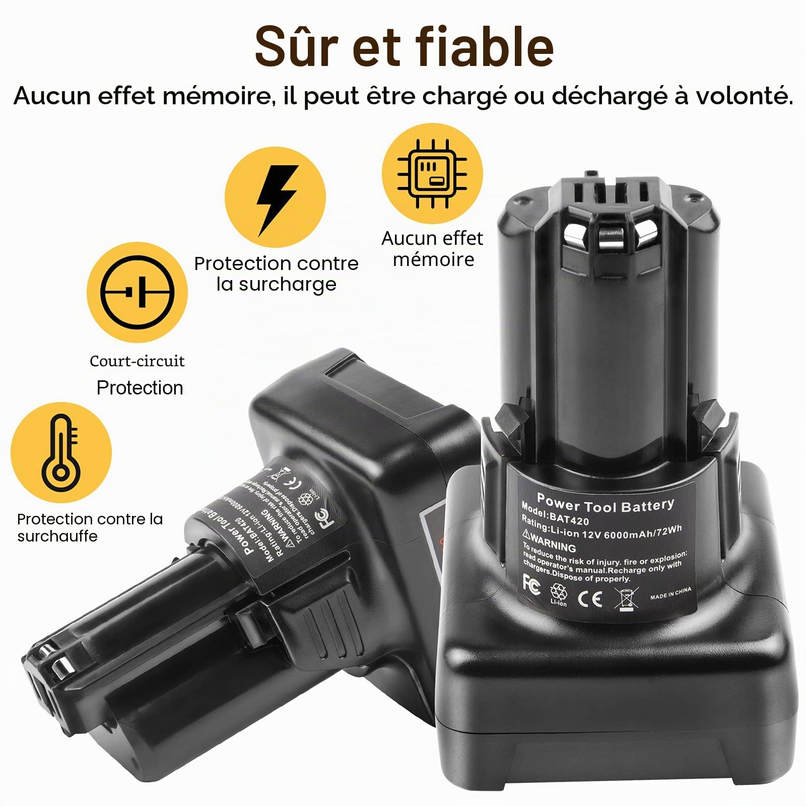 LabTEC 12V 6000mAh Li-ION Batterie pour Bosch BAT420 (2)
