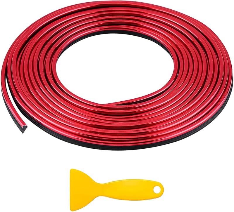 Fita de acabamento interno automotivo BWBWND em PVC vermelho, 5,00 m, com espátula de instalação