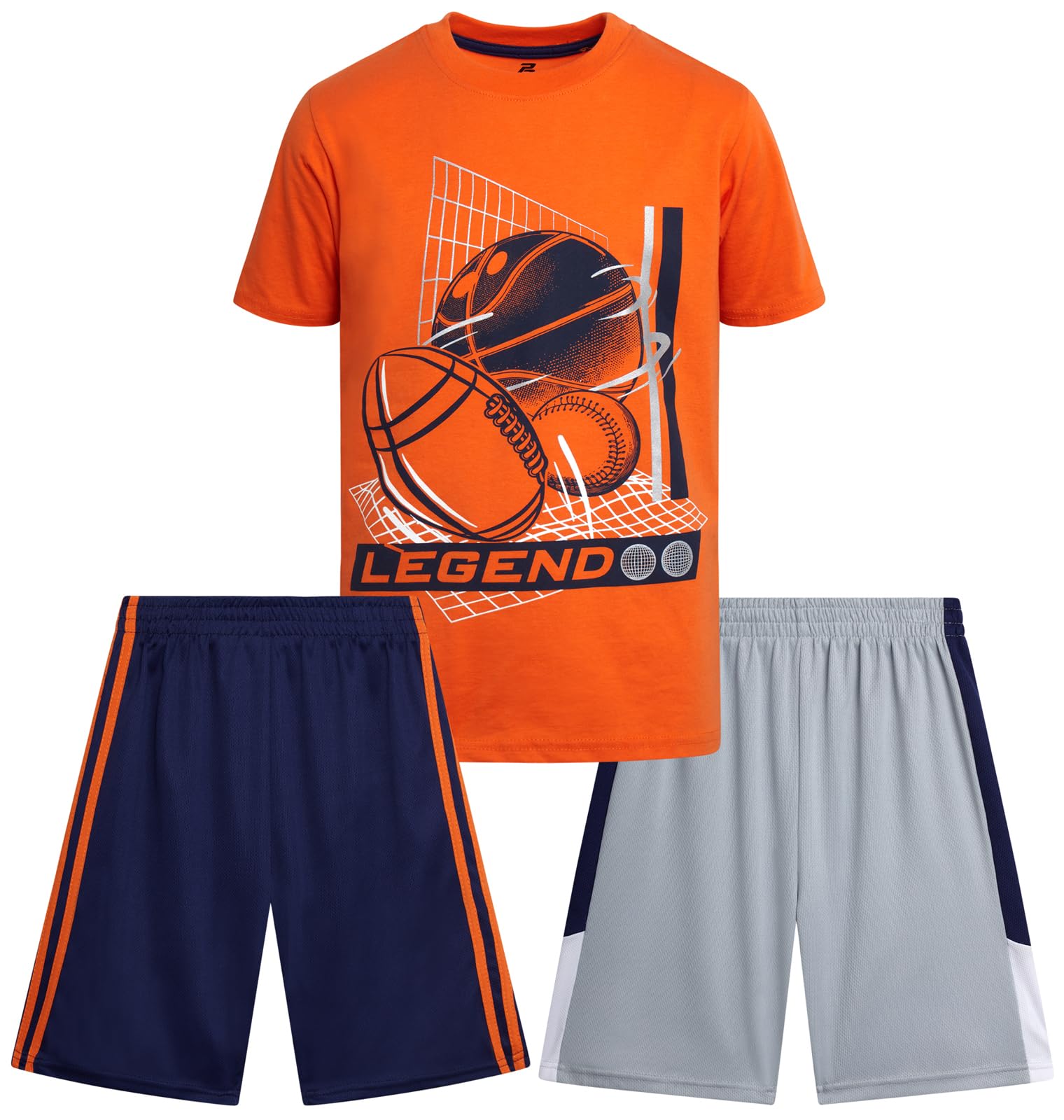 Pro Athlete Active Boys Short Sets - 3 Piece Performance Short Sleeve T-Shirt and Dry Fit Shorts - Boys Athletic Sets (8-16)