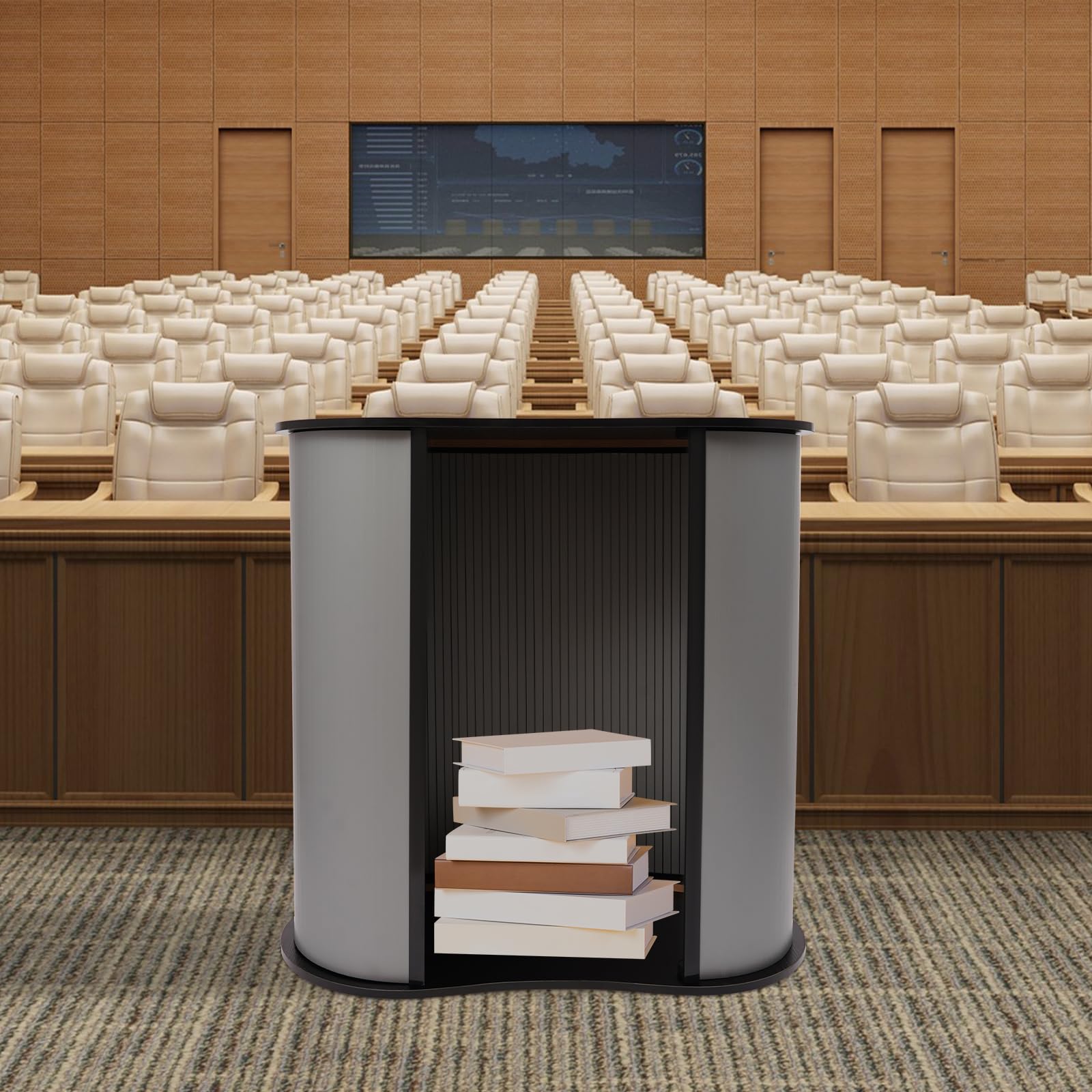 Banco espositivo pieghevole, bancone di accoglienza pieghevole, tavolo da presentazione mobile, con borsa per il trasporto, per salotti, eventi, riunioni di lavoro, 40 x 90 x 90 cm, carico massimo 50