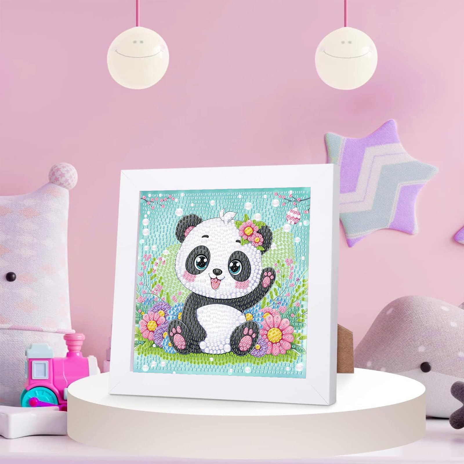 Viart Panda Diamond Art for Kids with Frame-Panda Diamond Painting for Kids Animal Small Diamond Art Kits - Image 4