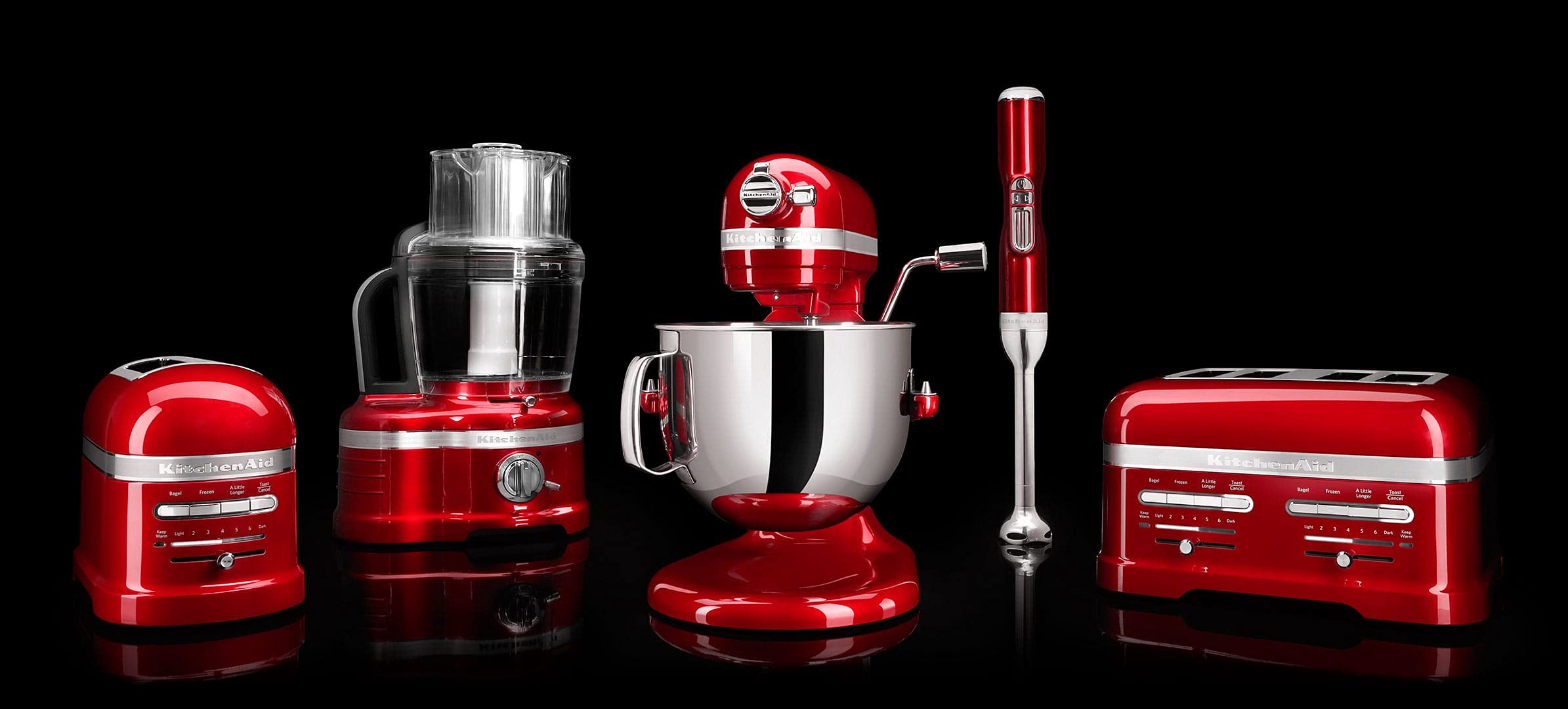 Kitchenaid tostapane - Artisan - Toaster 4 fette con scomparti extra-large e pinze autocentranti - Macchina per Toast con 7 Livelli di Doratura - Retro - Rosso mela metallizzato