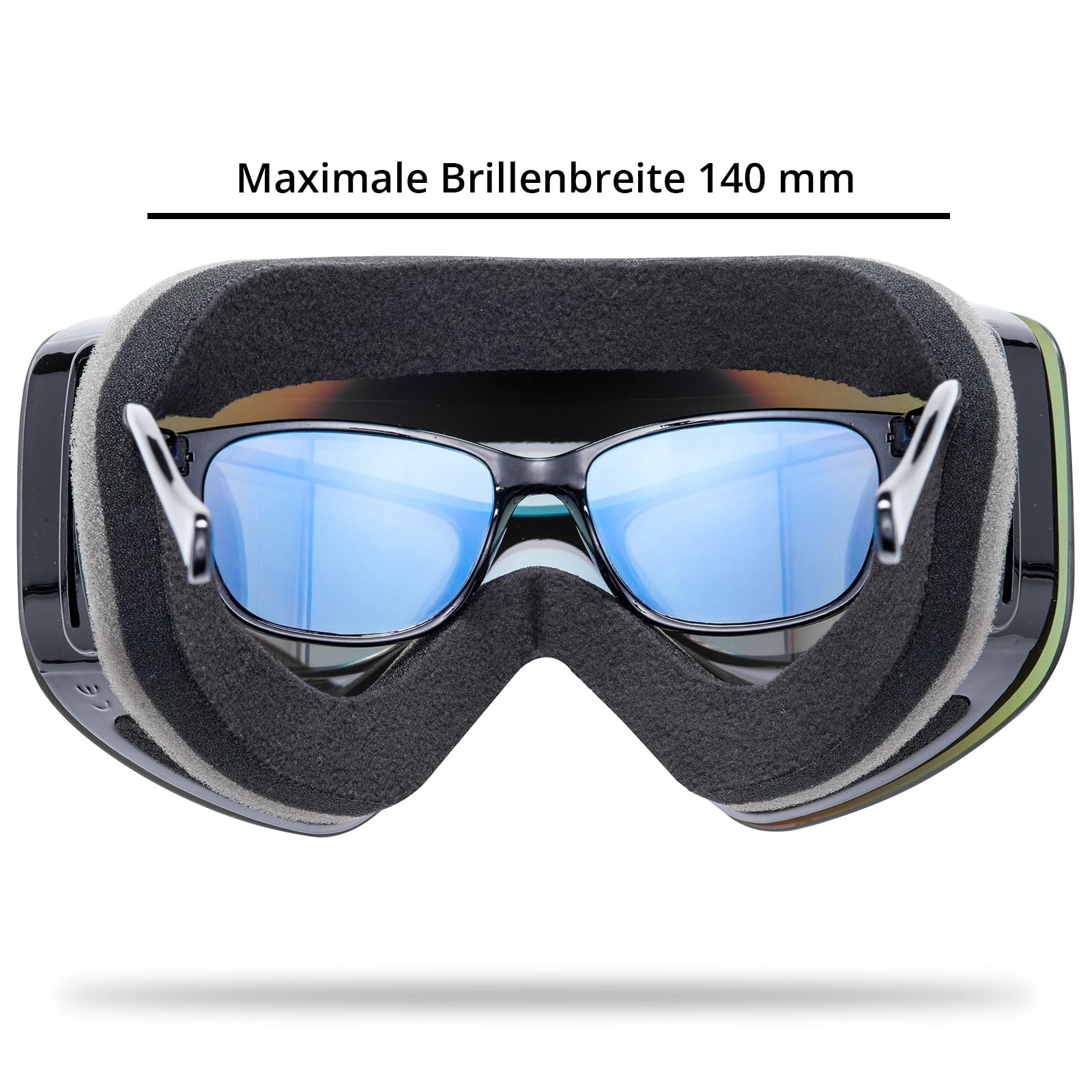 NAKED Optics Ski Goggles Men Ski Goggles Women Snowboard Goggles (TROOP EVO OTG Black, Without Bad Weather Glass) - Image 3