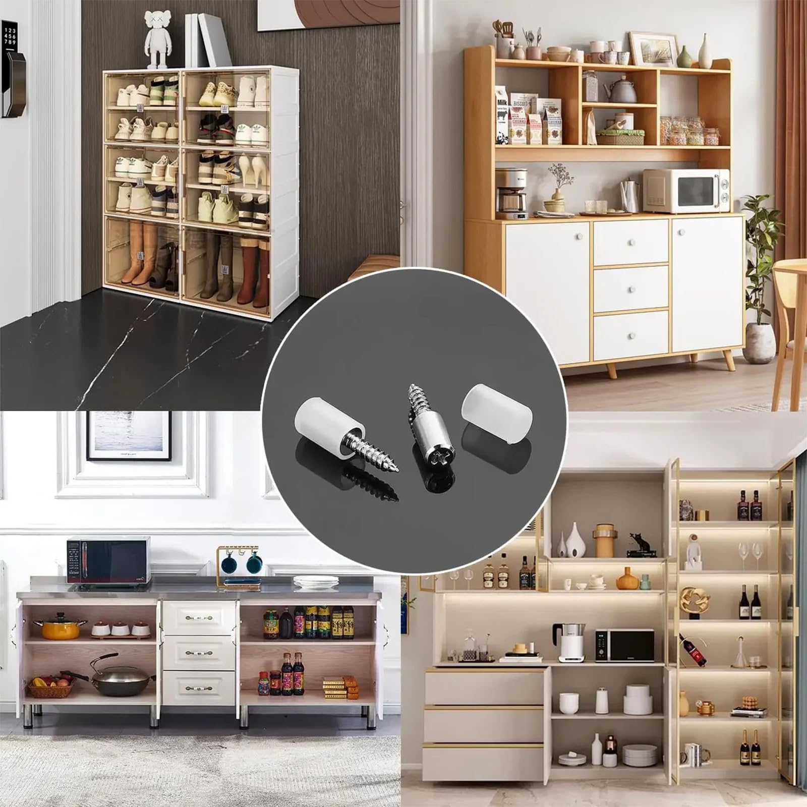 Lot De 16 Supports D'étagère Autocollants En Forme De L Pour Meubles