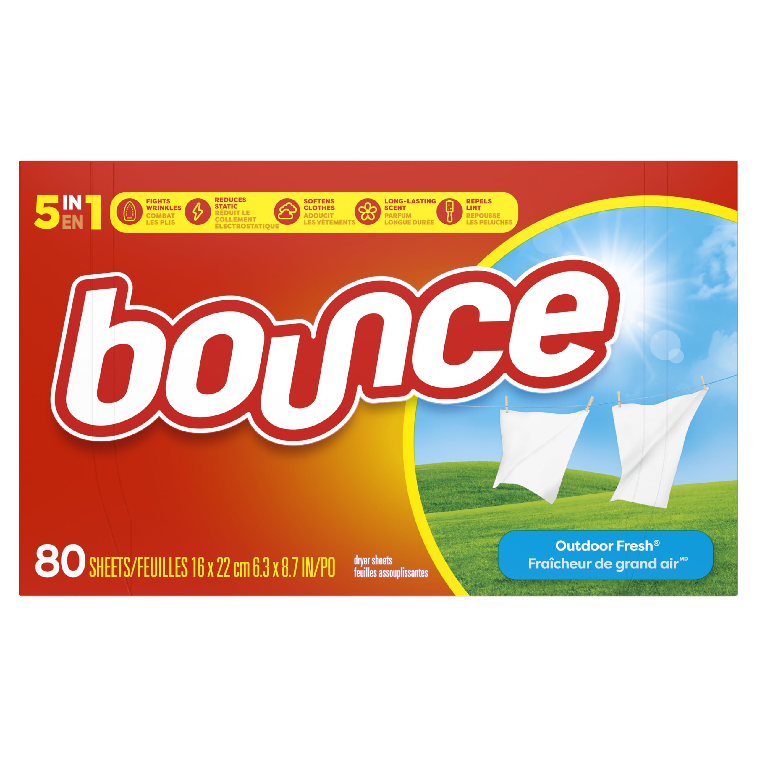 Bounce Kumaş yumuşak çarşaflar, dış mekan taze koku, 80 ct