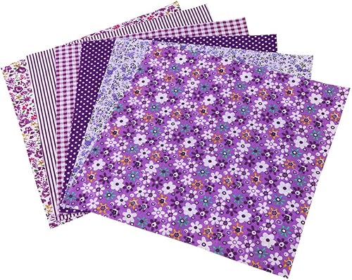Healifty - Juego de 12 hojas de tela cuadradas para manualidades, costura, scrapbooking, acolchado, color morado