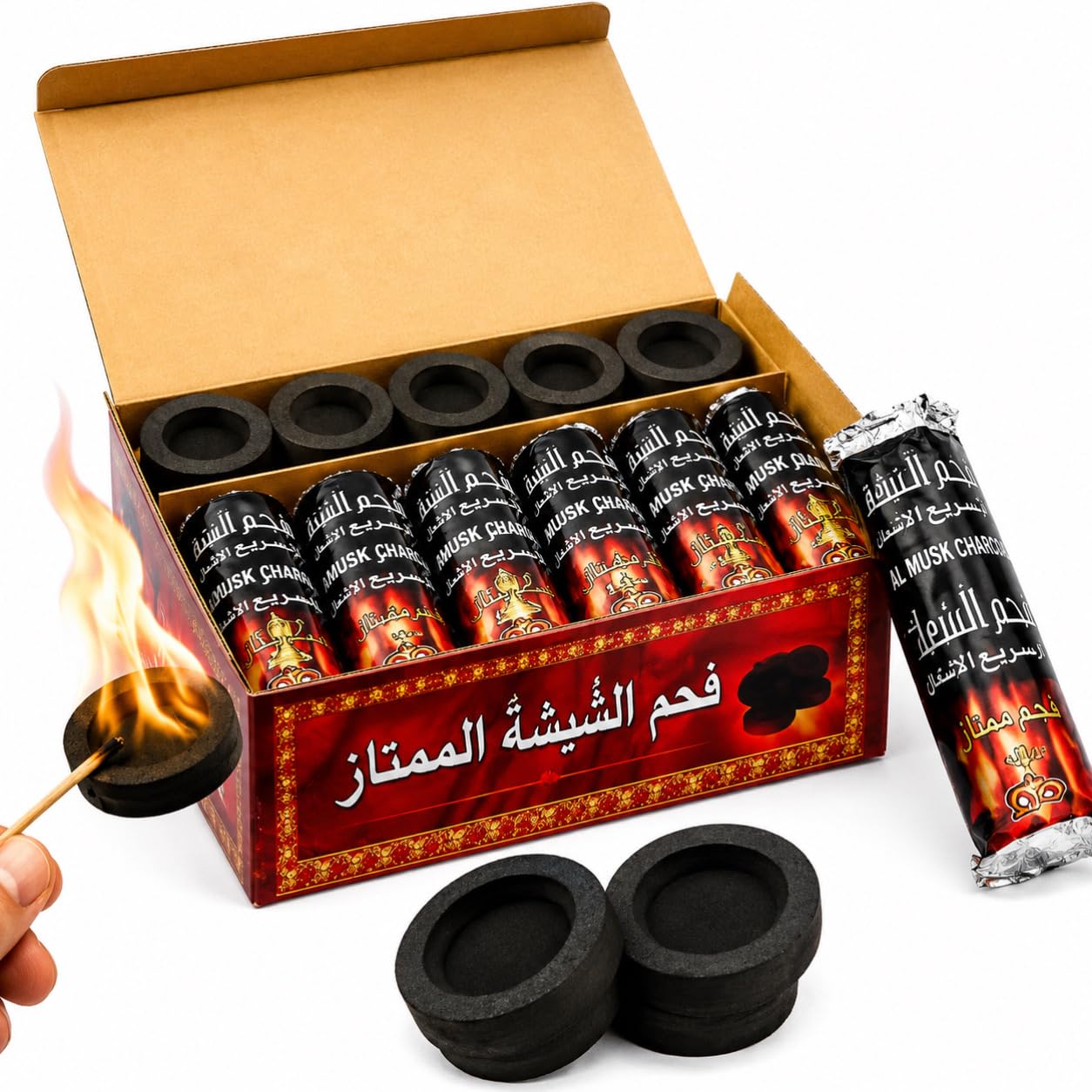 Coal for Dhoop - Odourless Charcoal for Dhoop Lasts for More Than 45 Minutes - 60 Charcoal Discs of 33 mm Size - ((Pack of 6 Roll 60 Tablet)-image-44