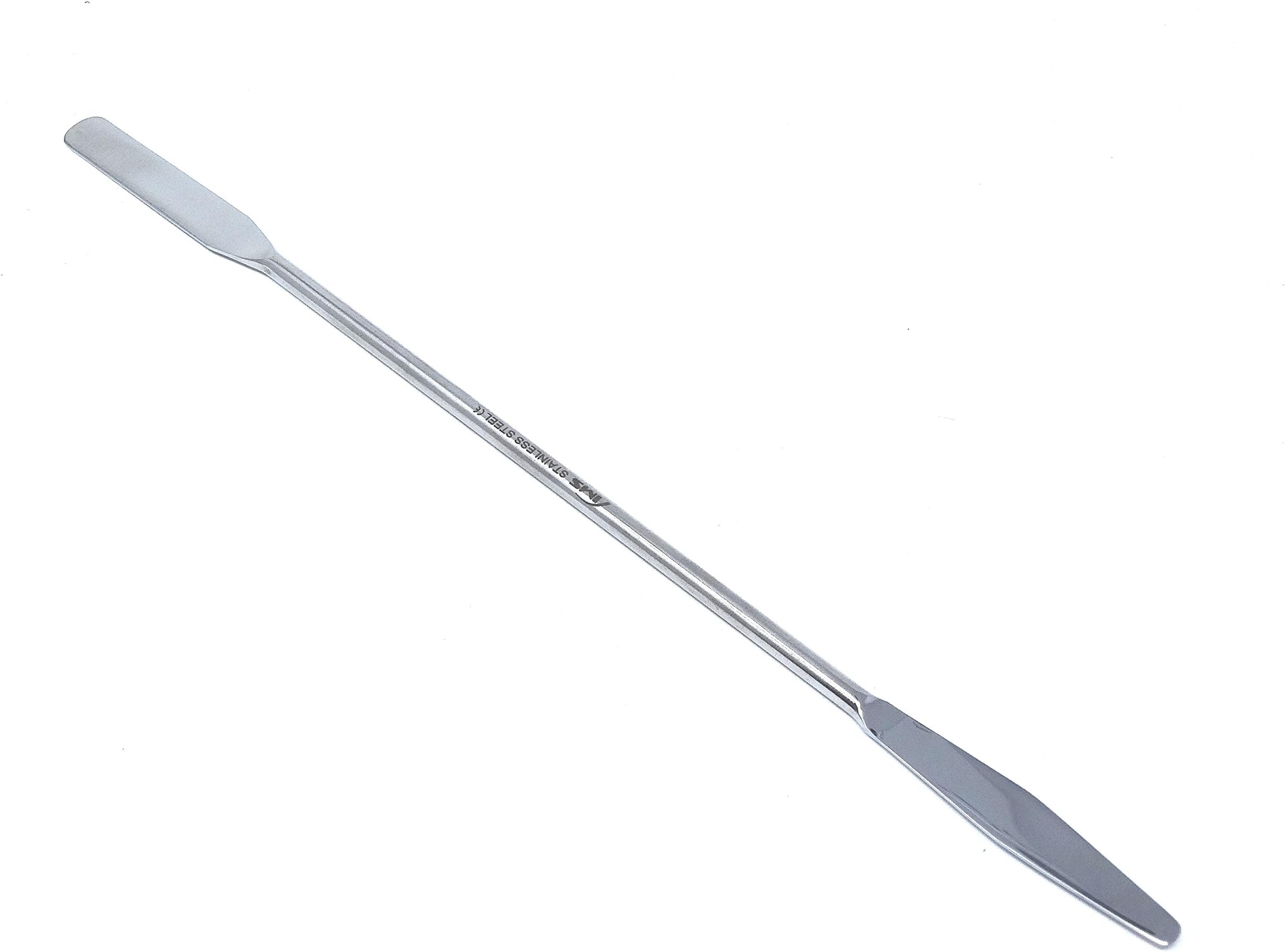 Lab Micro Double Ended Spatula Round/Tapered Arrow End (Flat Ends 50mm x 9mm), 9" Length, Stainless Steel