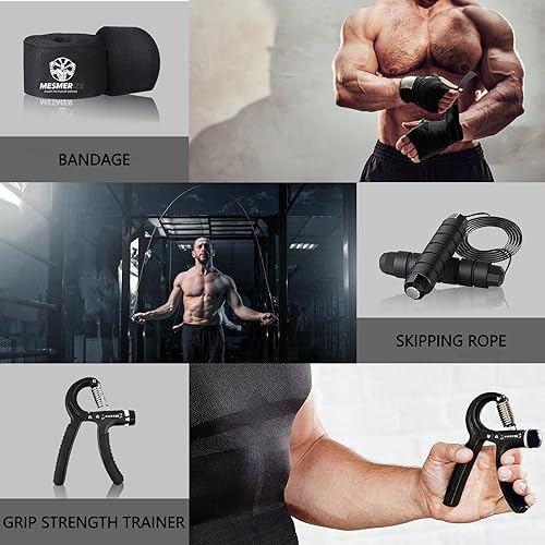 Miniatura 5 de Mesmerize Saco de boxeo para adultos, juego de bolsa de boxeo pesada de 4 pies con envolturas de mano de boxeo de 197 pulgadas para artes marciales